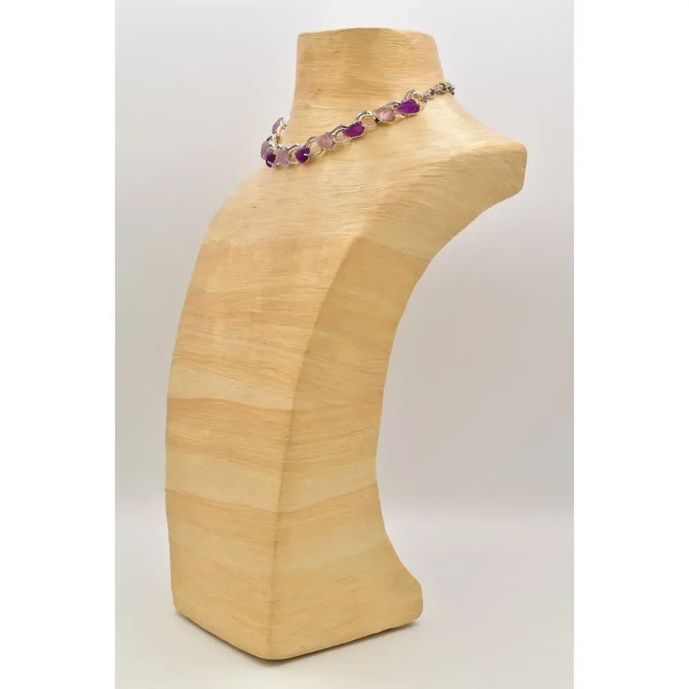 Star Vintage Choker Collar Necklace Purple Lucite Leaf Chunky Signed 1940s BinBJ